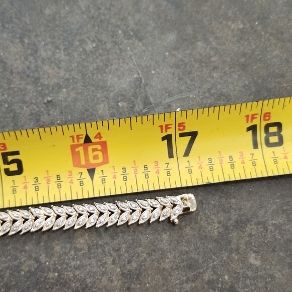 Sterling Silver Diamond Accent Leaf Statement Necklace Choker 17" Gold Plate New - Picture 5 of 8